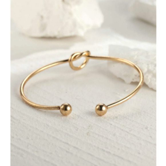 18K Gold Bangle Bracelet Gold Knot Bracelet Gold Adjustable Bracelet Gold NEW - Picture 2 of 3